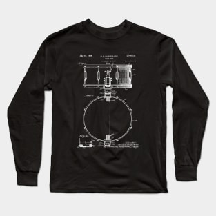 Drum Player Gift Vintage Patent Image Long Sleeve T-Shirt